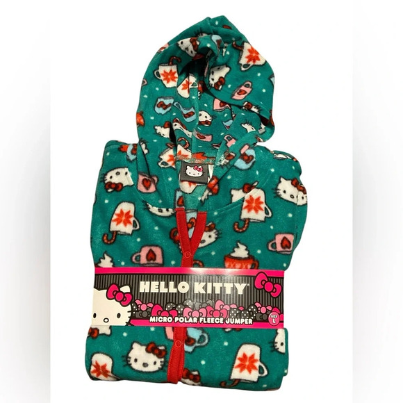 Hello Kitty Other - Hello Kitty Christmas pajamas onesie in green and red size large
BIN 24​